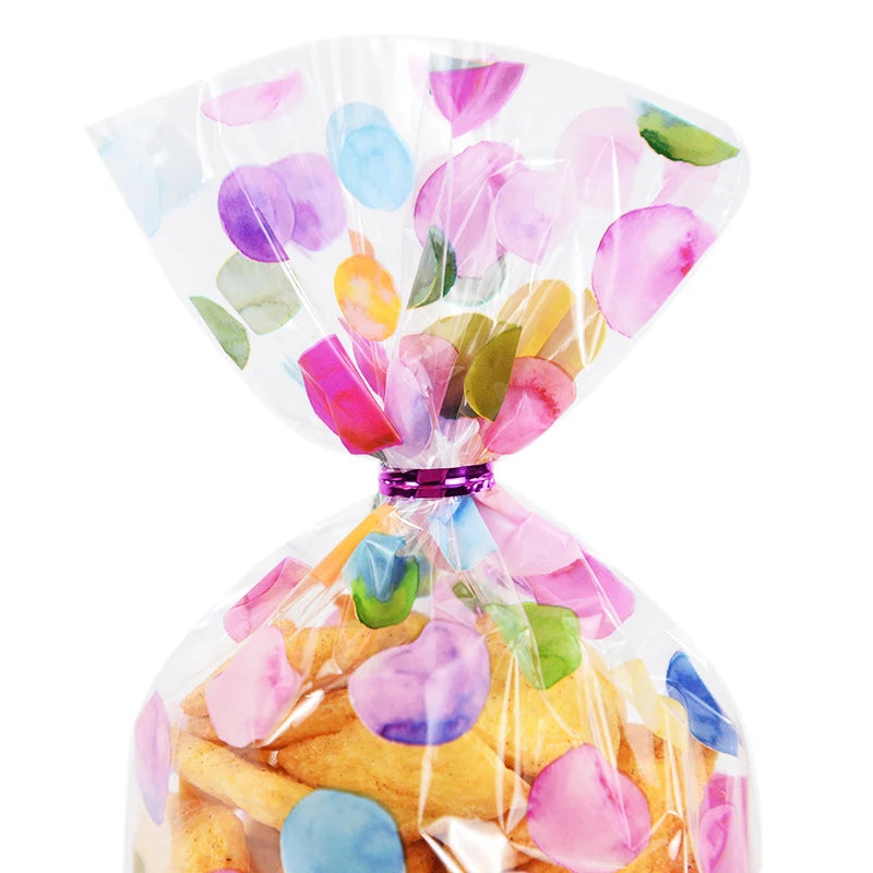 25/50pcs Rainbow Polka Dot Candy Cookie Bag Birthday Party Biscuit Gift Packaging Cellophane Bags Wedding Baby Shower Supplies