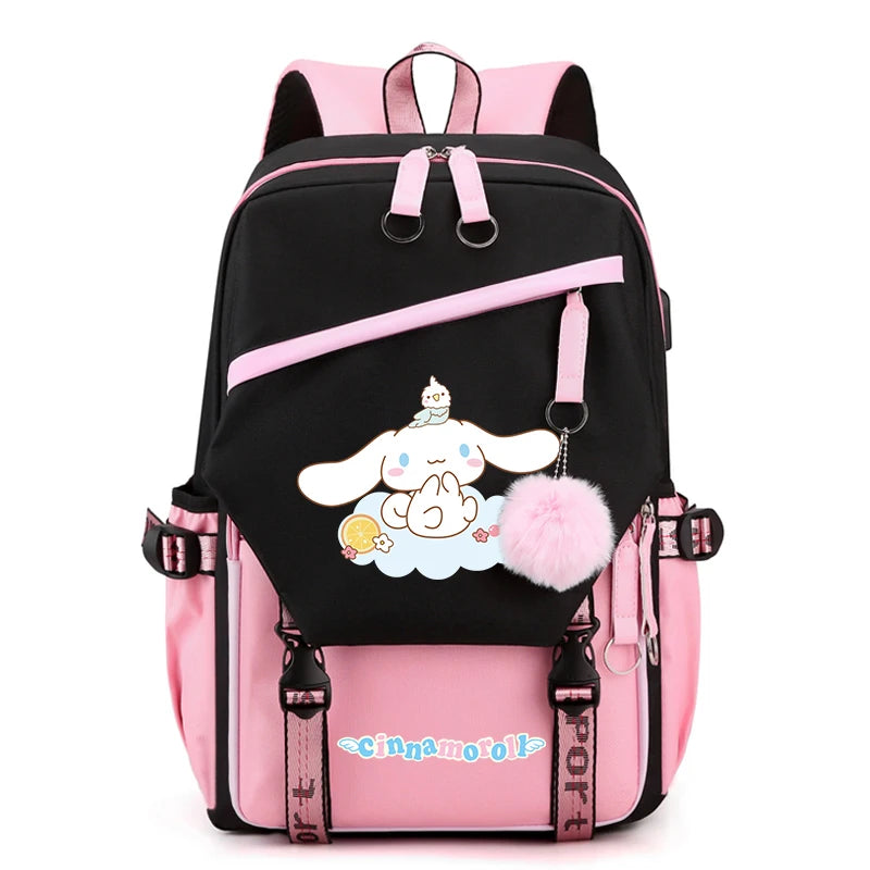 Sanrio Kuromi Cinnamoroll Backpack Teenager Student Rucksack Girl Boy Kids Anime Knapsack Women Cute Cartoon Bag Travel Mochilas