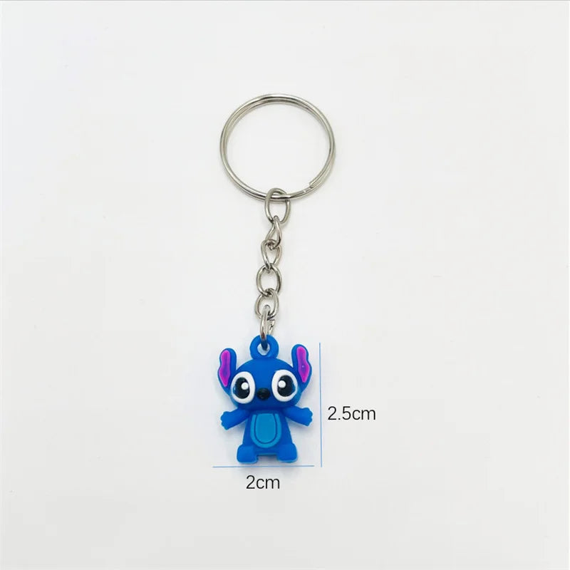 10Pcs/Lot Cartoon Cute Disnesy Stitch Mini Keychain Kawaii Doll Keyring Fashion Bag Cute Ornament Pandent for Girls Gifts Toys