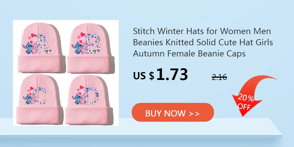 Stitch Winter Hats for Women Men Beanies Knitted Solid Cute Hat Girls Autumn Female Beanie Caps Warmer Bonnet Ladies Casual Cap