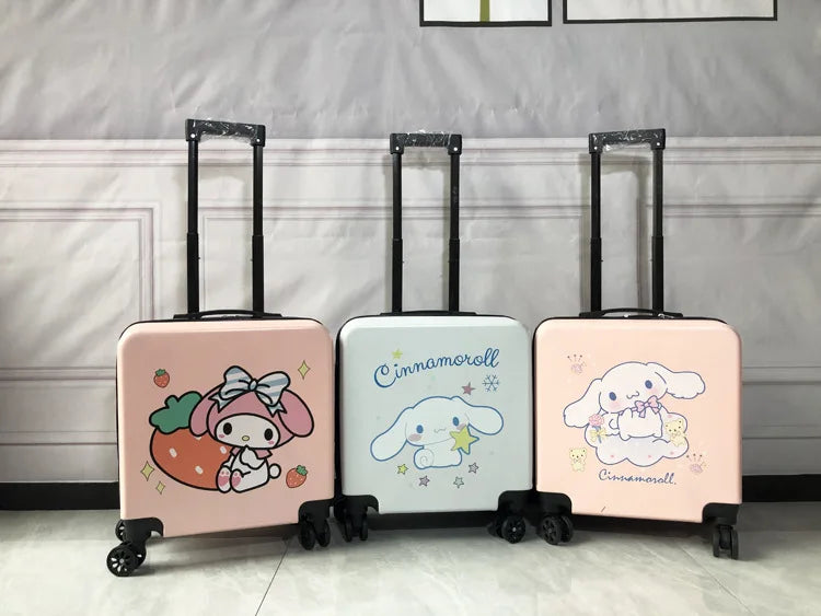 Sanrios New Child Trolley Case Cute Cartoon Kuromi Anime Hello Kittys Universal Wheel Suitcase Boy Girl Password Lock Suitcase