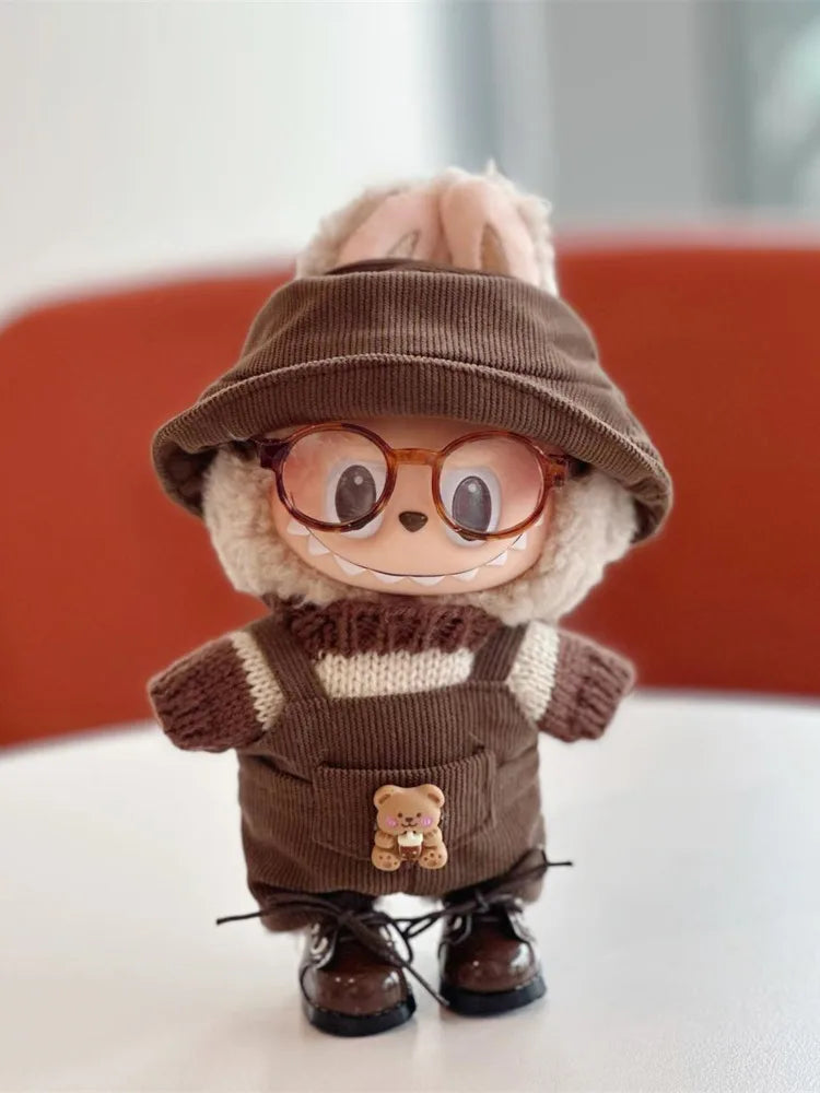 17cm Mini Plush Doll'S Clothes Outfit Accessories For Korea Kpop Exo Labubu Idol Striped clothes eyes shoes suit Clothing Gift