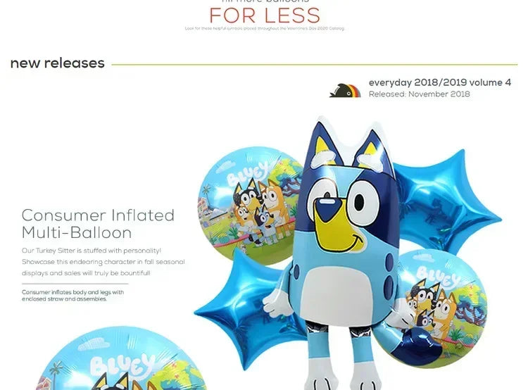 DIY Bluey Bingo Foil Balloon Set Blueys Family Balloons Girls Boys Cartoon Balloons Baby Shower Birthday Gifts Party Decor