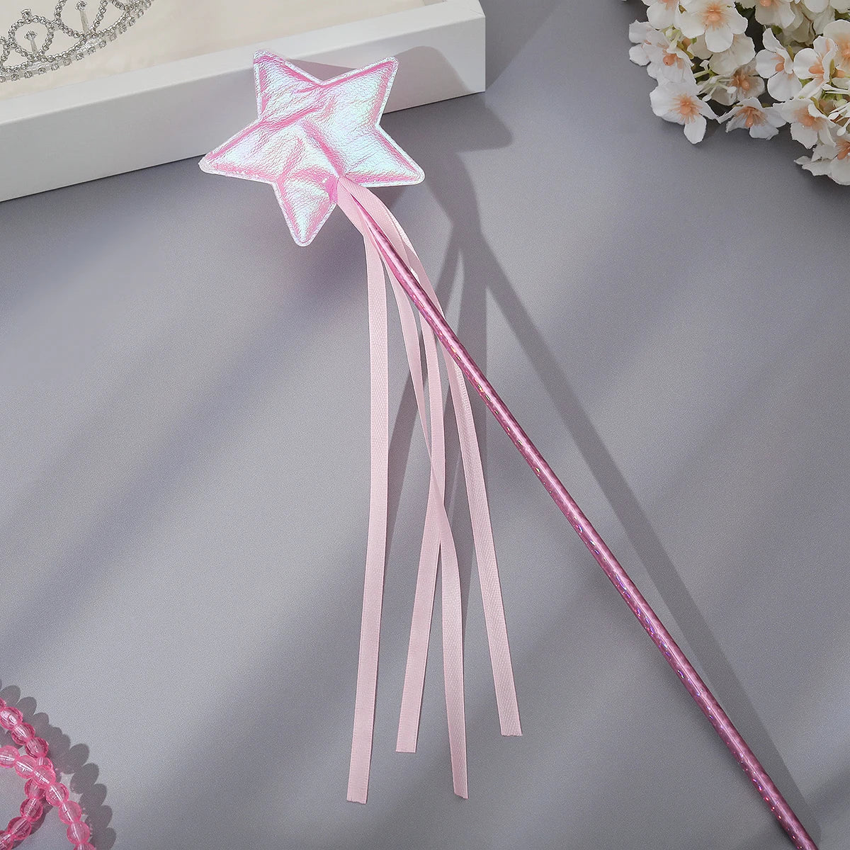 Cosplay party costume props Princess magic wand five-pointed star fairy wand ceremony ribbon stick cat stick 1 set 1 piece.