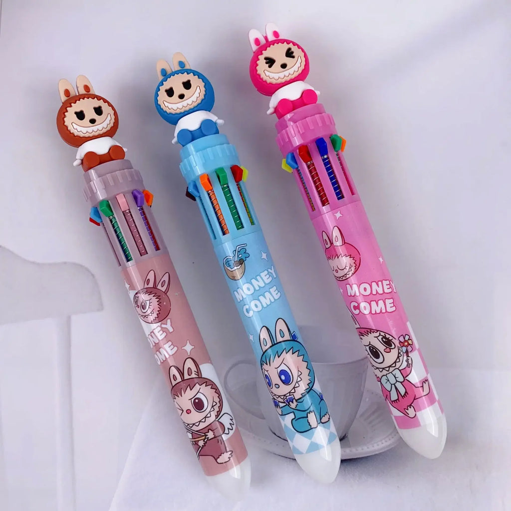 Labubu Ballpoint Pen 6/36pcs Cartoon 10 Color 0.5mm School Student Stationery Draw Wrirte Mark Pen Student School Office Gift