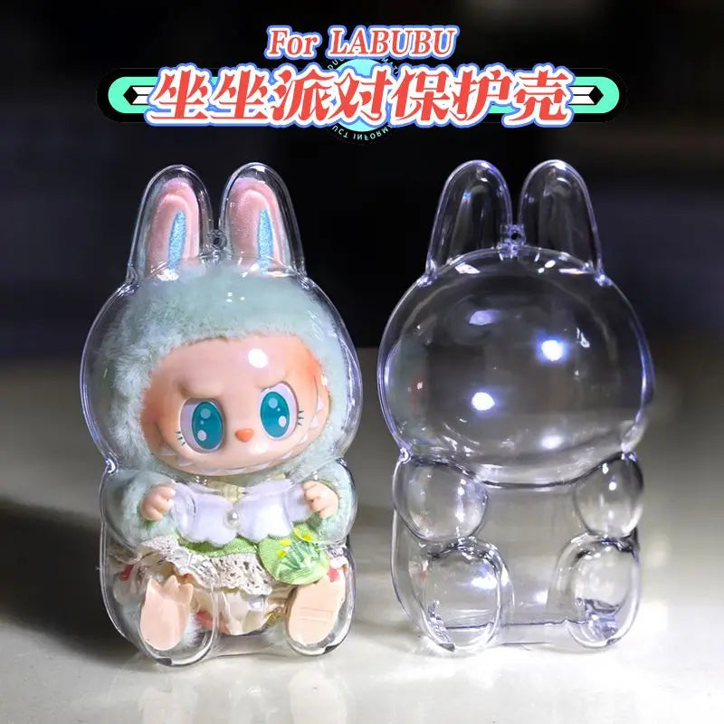 Labubu Case Sitting Party Transparent Protective Shell Dust Cover Protect Knapsack Hanging Decorations Christmas Gift Kids Toy