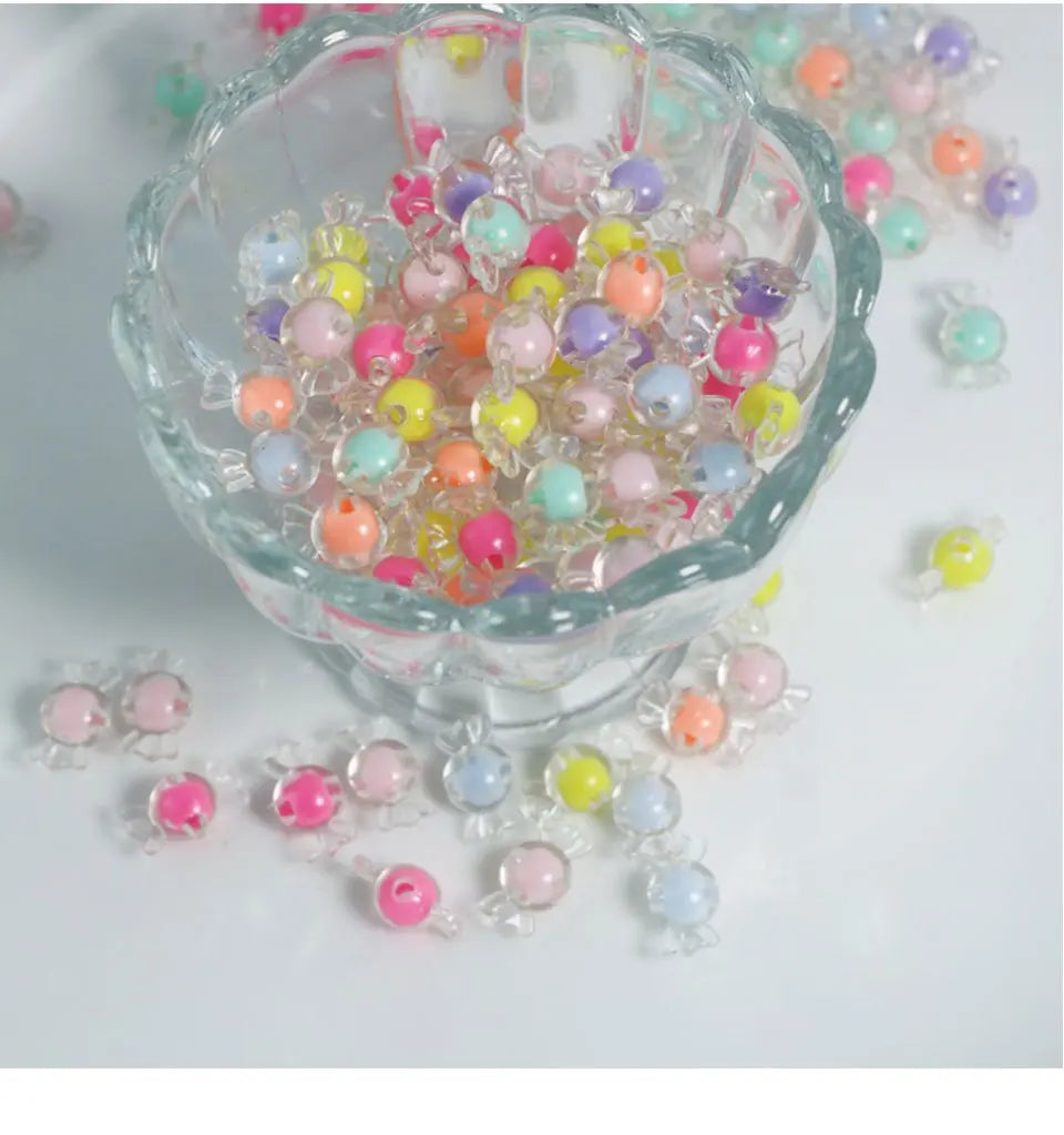 Transparent Candy Beads In Beads For Jewelry Making DIY Kids Hair Accessories Phone Chain Keychain Bracelet Pet Necklace Charms