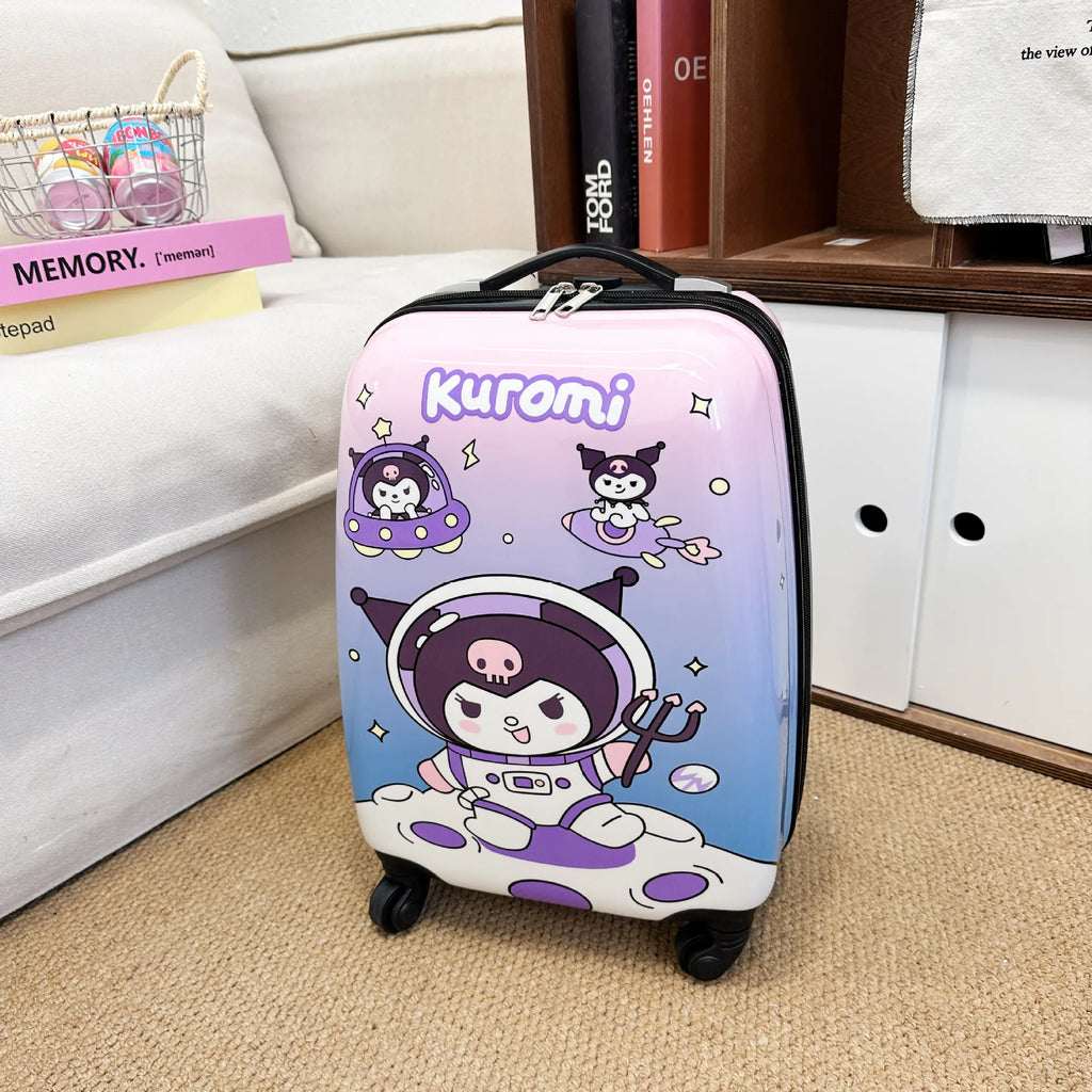 New 18-Inch Suitcase Kawaii Kuromi Kids Trolley Case Student Cartoon Luggage Girls Travel Portable Boarding Case Kids Toys Gift