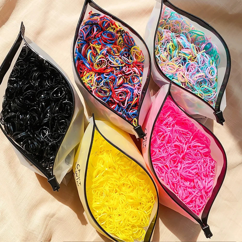 500pcs Girls Colourful Disposable Rubber Band Hair Ties Headband Children Ponytail Holder Bands Kids Hair Accessories Scrunchie