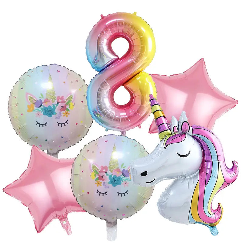 Unicorn Birthday Decoration Face Mask Gift Bags Tablecloth Unicorn Happy Birthday Balloons Candy Box Kids Birthday Party Favors