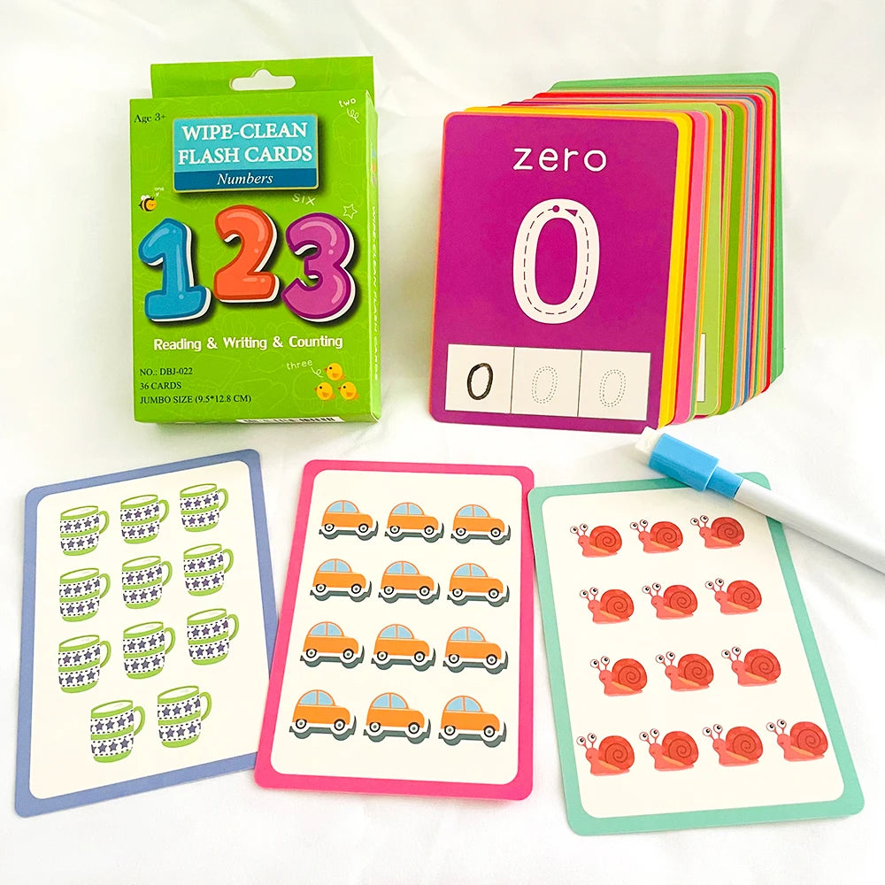 36 Cards Children Reading and Writing Number Cognition Flashcard Maths Learning Cards Baby Montessori Kids Early Educational Toy