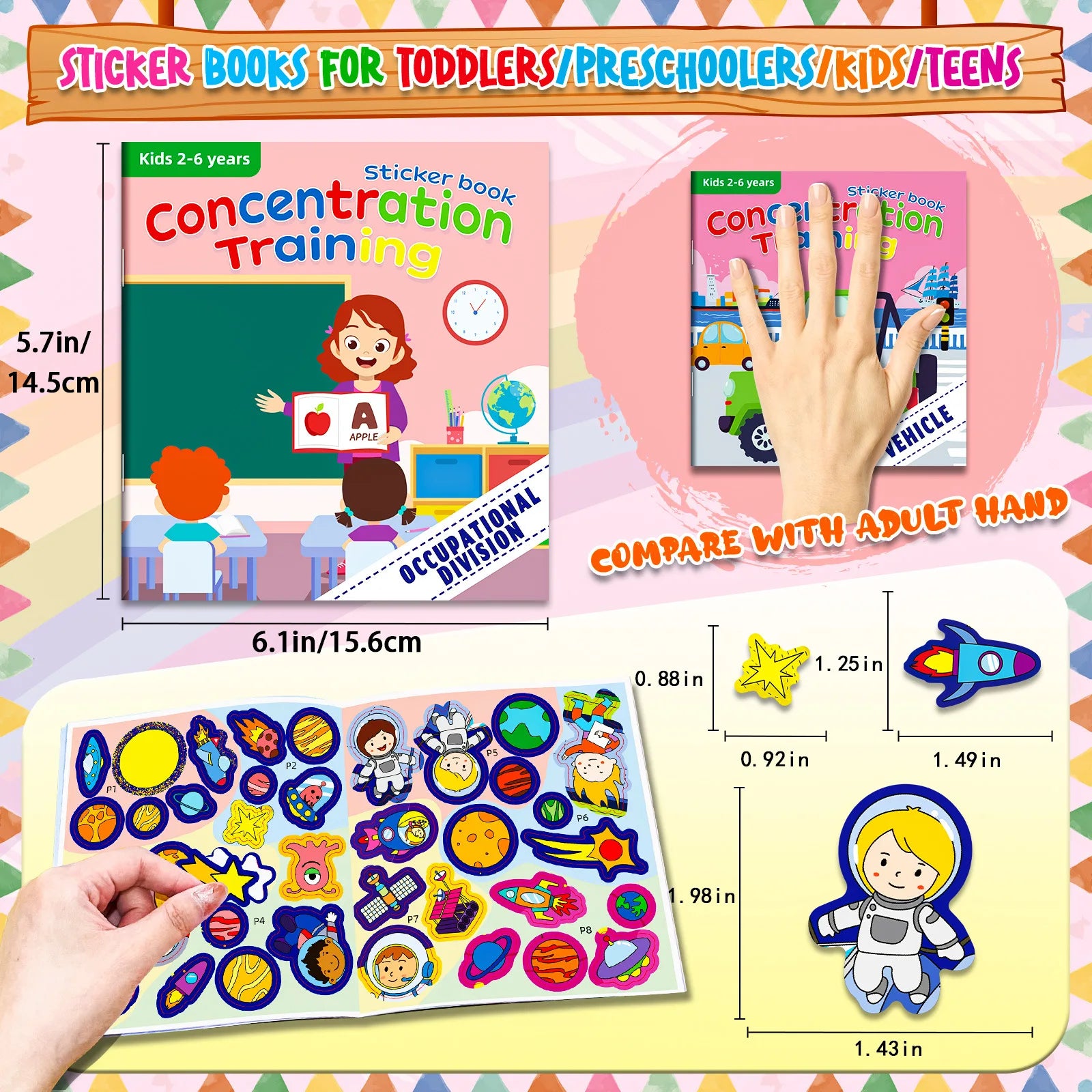 Baby Toys Sticker Book Multiple Scenarios Cartoon DIY Sticker Puzzle Educational Cognition Learning Toys for Kids Age 2-6 Gift