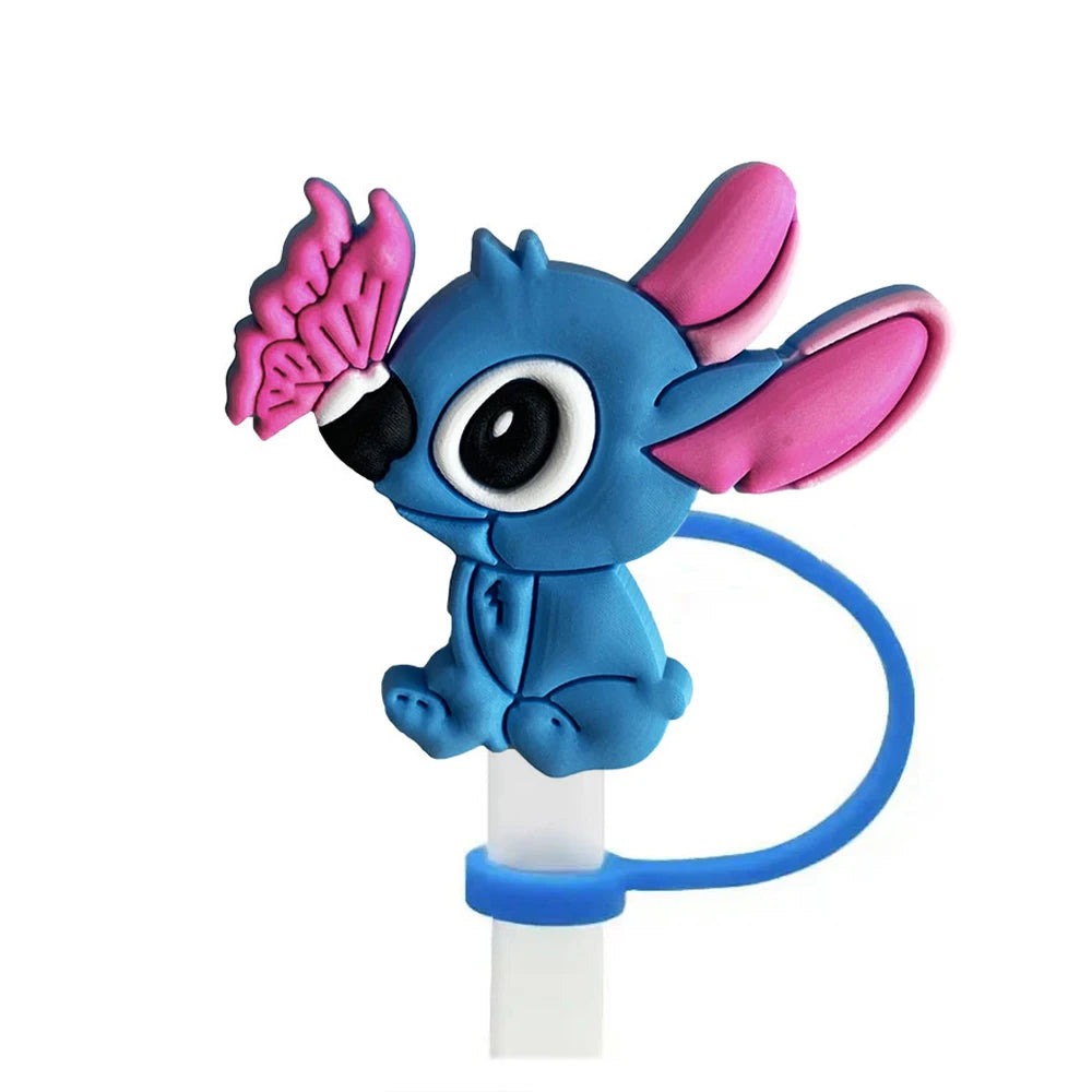 Cute Stitch Cartoon Silicone Straw Covers For Water Glass Bottle Drinking Dust Cap Straw Tips Cover Cup Accessories For 10mm