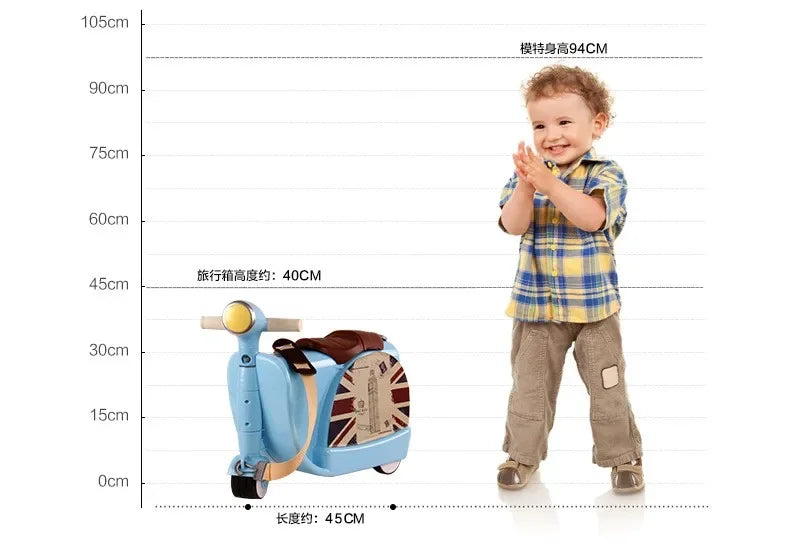 Children Travel luggage locker boy girl Can sit to Accept 50KG baby Multifunction creative suitcase kids Drag box