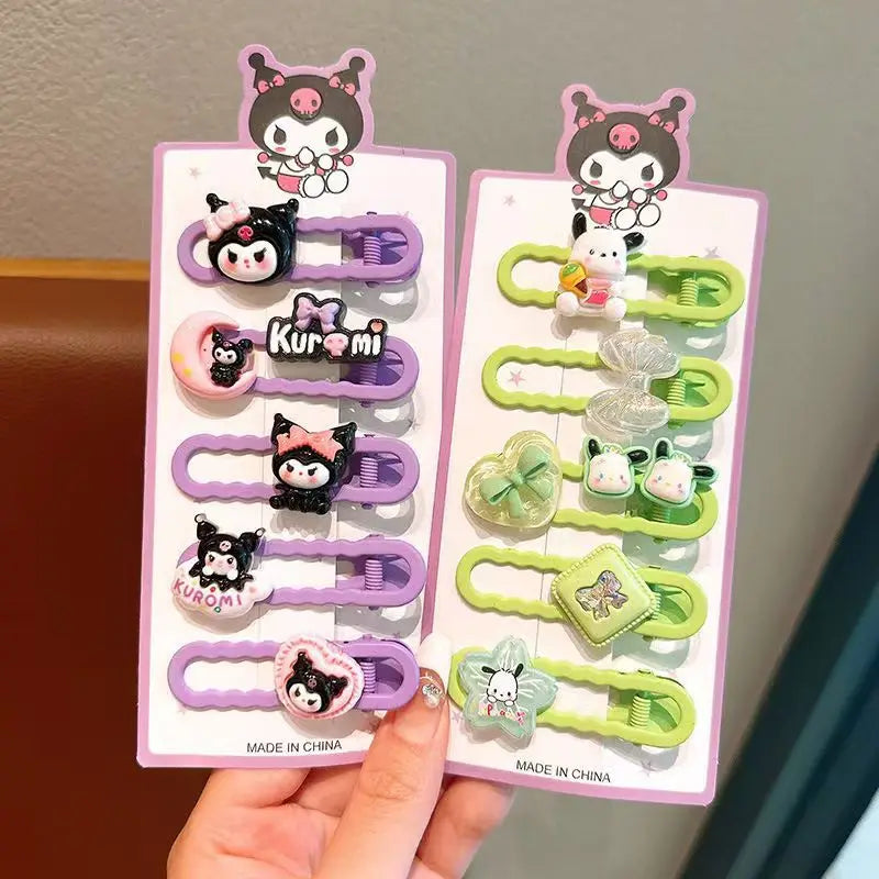 Sanrio Kids Hair Clips Set Cartoon Barrettes for Girls Soft Hairpins with 3D Charm Non-Slip Side Bangs Clips Hair Accessories