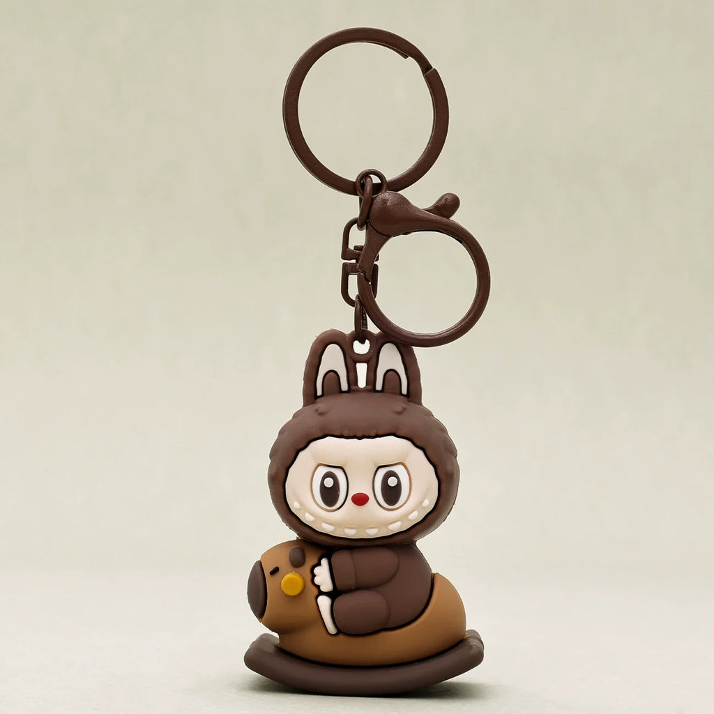 Cute Labubu Doll Pendant Keychain Exquisite Doll Fluff Pvc Toy Phone Ornaments Bag Charms Car Key Chain Kawaii Accessories Gifts