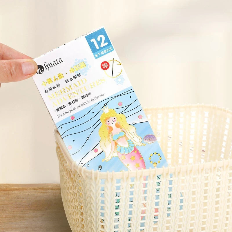 Painting Water Children Coloring Book Watercolor Book DIY Handmade Portable Note Book Watercolor Paintbrush Learning Kids Toys
