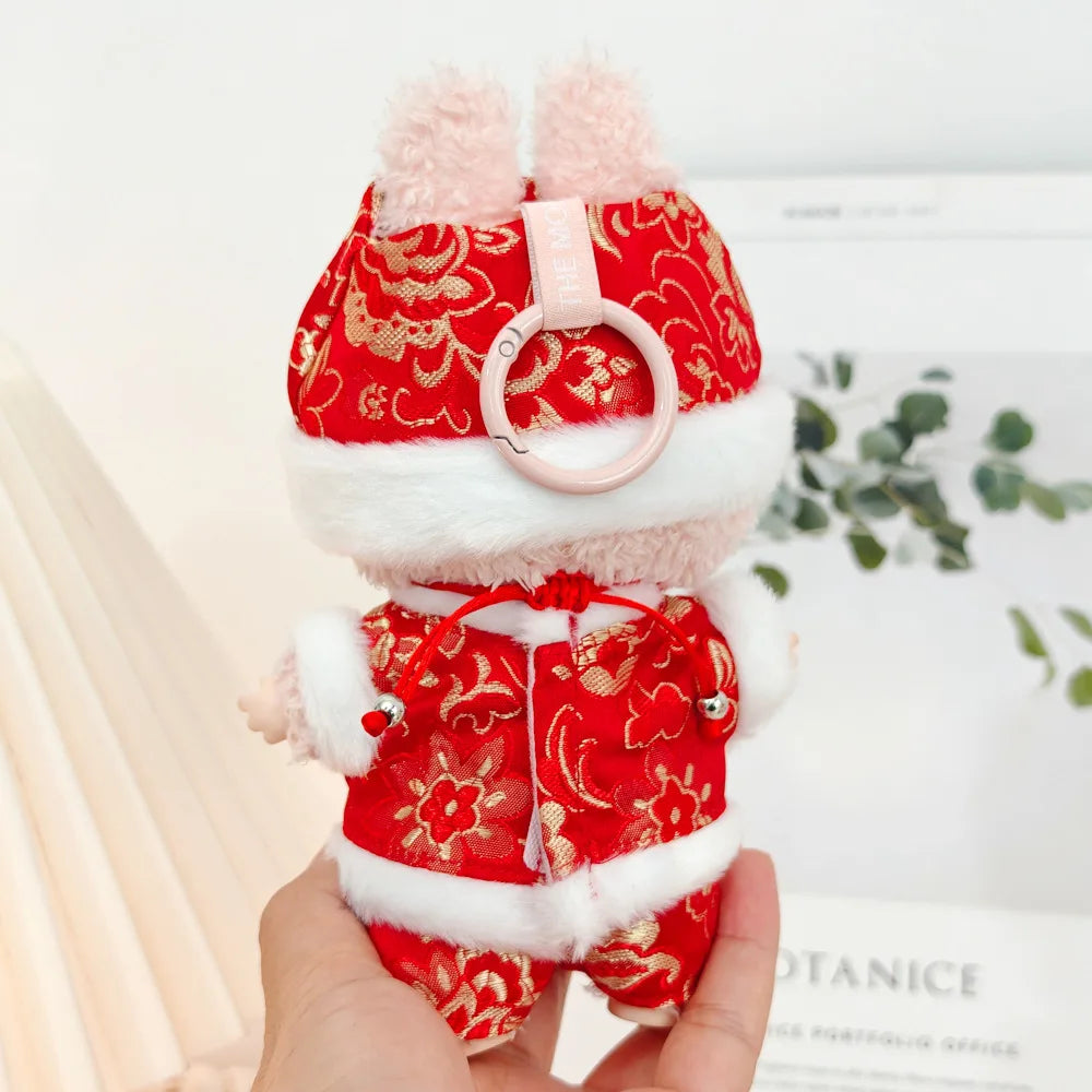 17cm Mini Plush Doll'S Clothes Outfit Accessories For Labubu V1 V2 Christmas Cookie Man Sweater Hat Clothing New Year Gift
