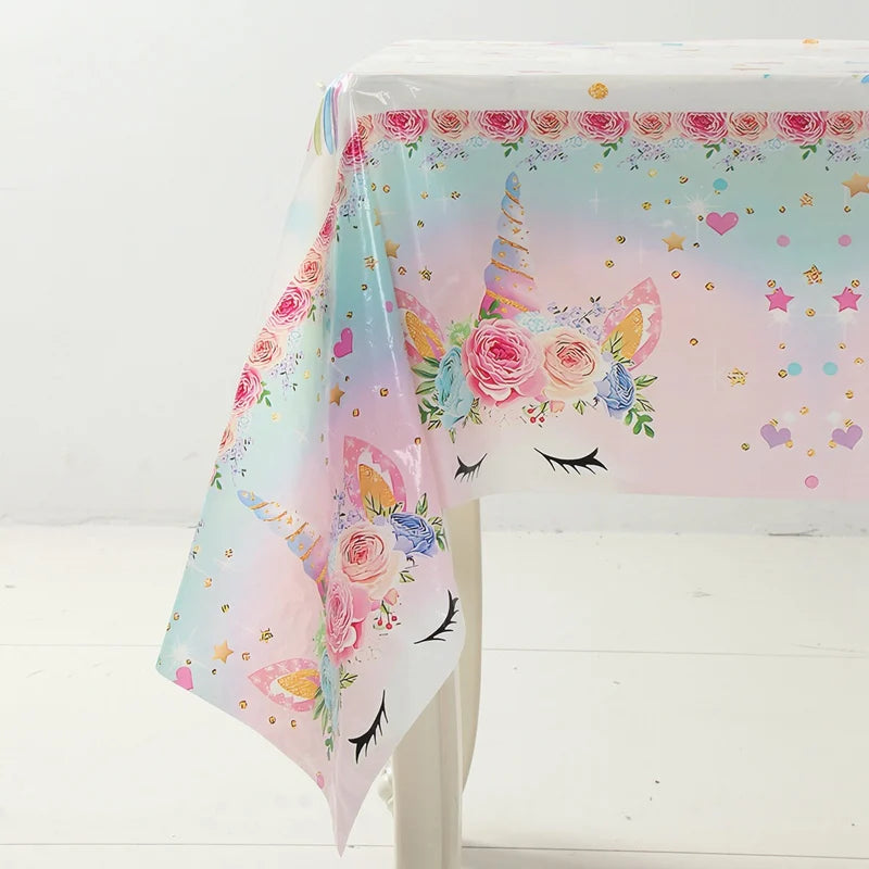 Unicorn Party Disposable Tablecloth Unicorn Birthday Party Decoration Girl Disposable Tableware Tablecloth Girls Baby Shower