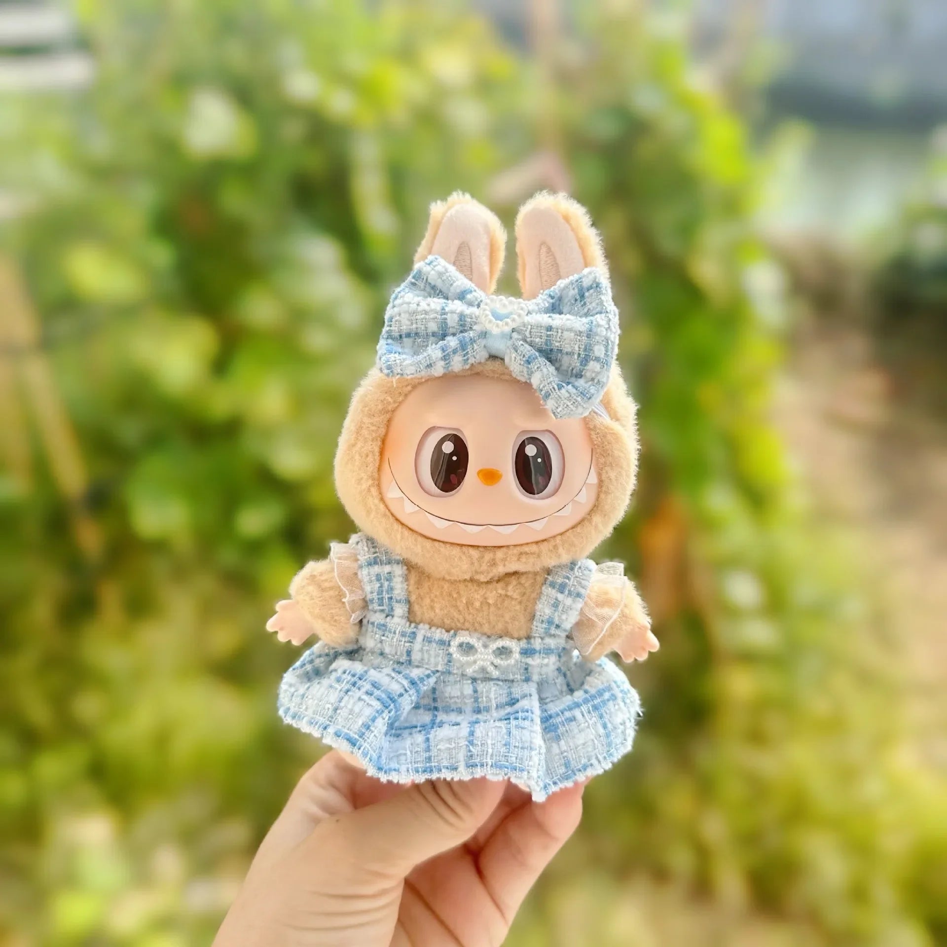 For Labubu Sitting Party Series  Classic Dress Grid Style Small Fragrance For Labubu v1 v2 Kid Gift Labubu Clothes Design style