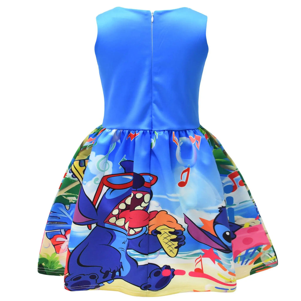 Lilo and Stitch Baby Girls Lilo Stitch Cosplay Princess Dress Kids Birthday Christmas Party Costume Summer Clothes Bow Sundress