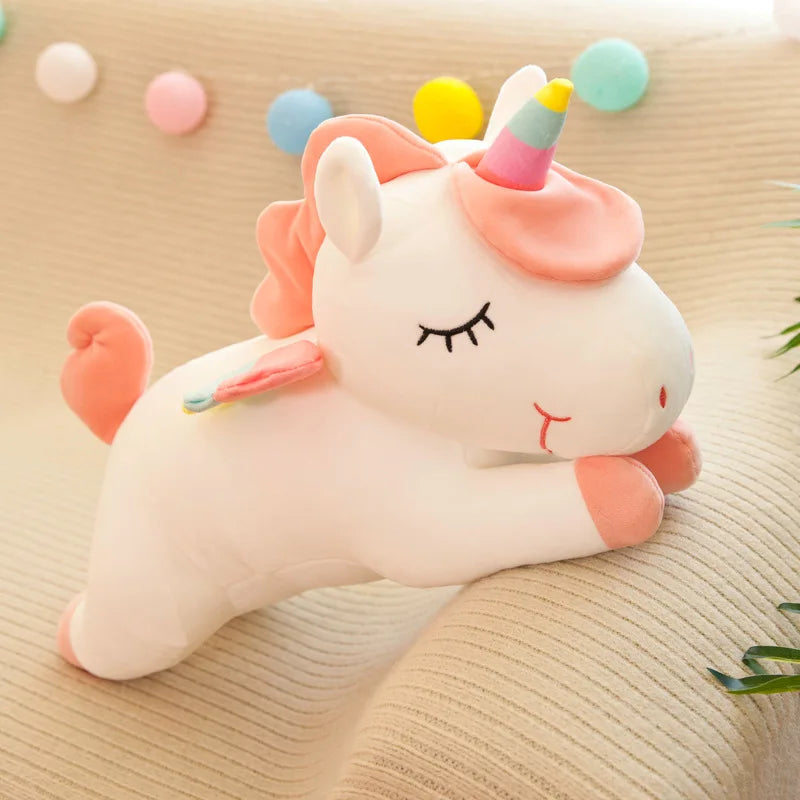 Cute Pony Plush Toy Rainbow Angel Unicorn Girl Heart Plush Doll Simulation Pony Stuffed Pillow Girlfriend Birthday Gift