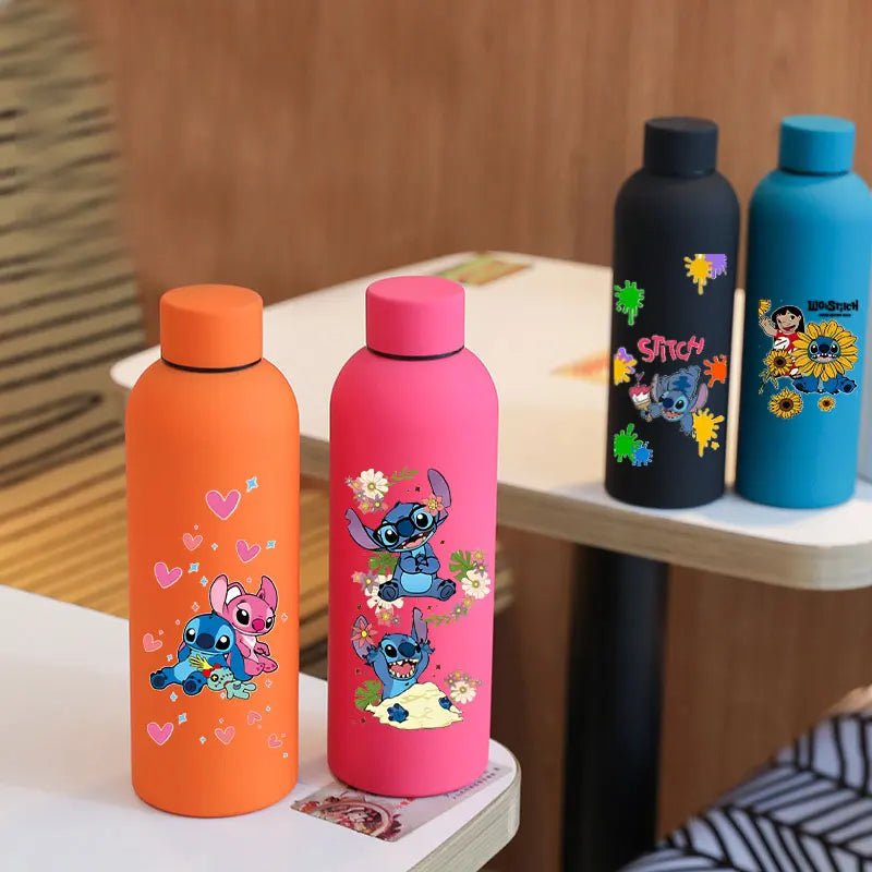 Lilo&Stitch Insulated Cup Sports Small Mouth Bottle Angel Colour Double-layer Vacuum Stainless Steel Cola Coffee Frosted Bottle