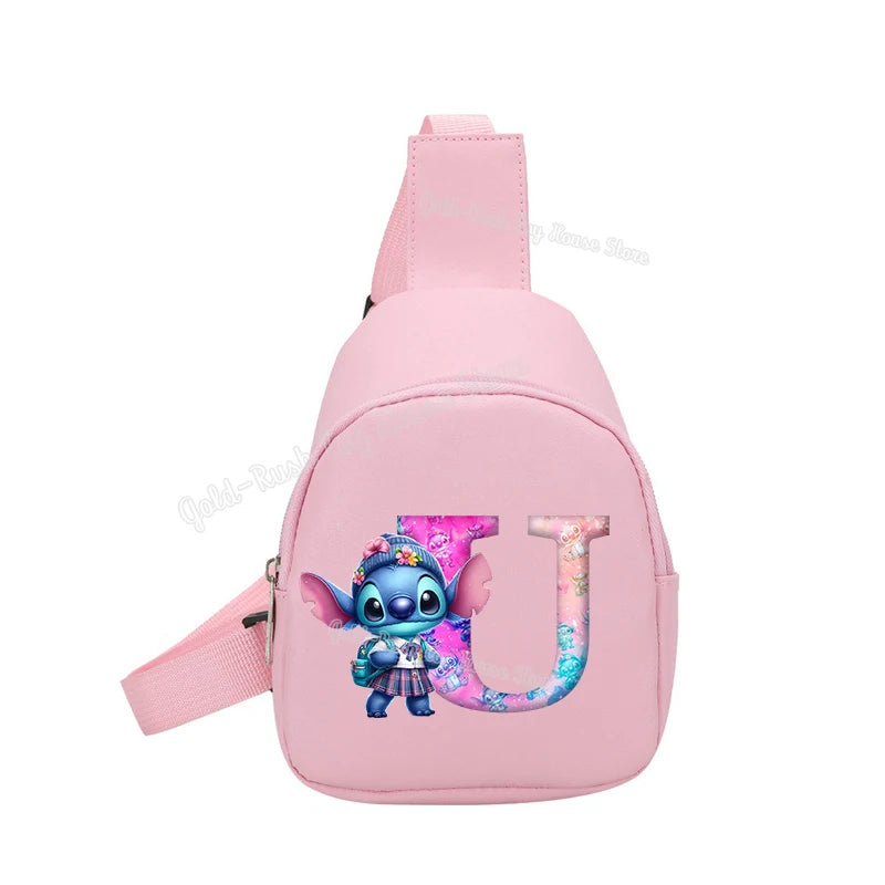 Cartoon Lilo&stitch Pu Chest Bag Mini Outdoor ShoulderBag Boy Girl Satchel Bags Costume Accessories Students Crossbady Bag Purse