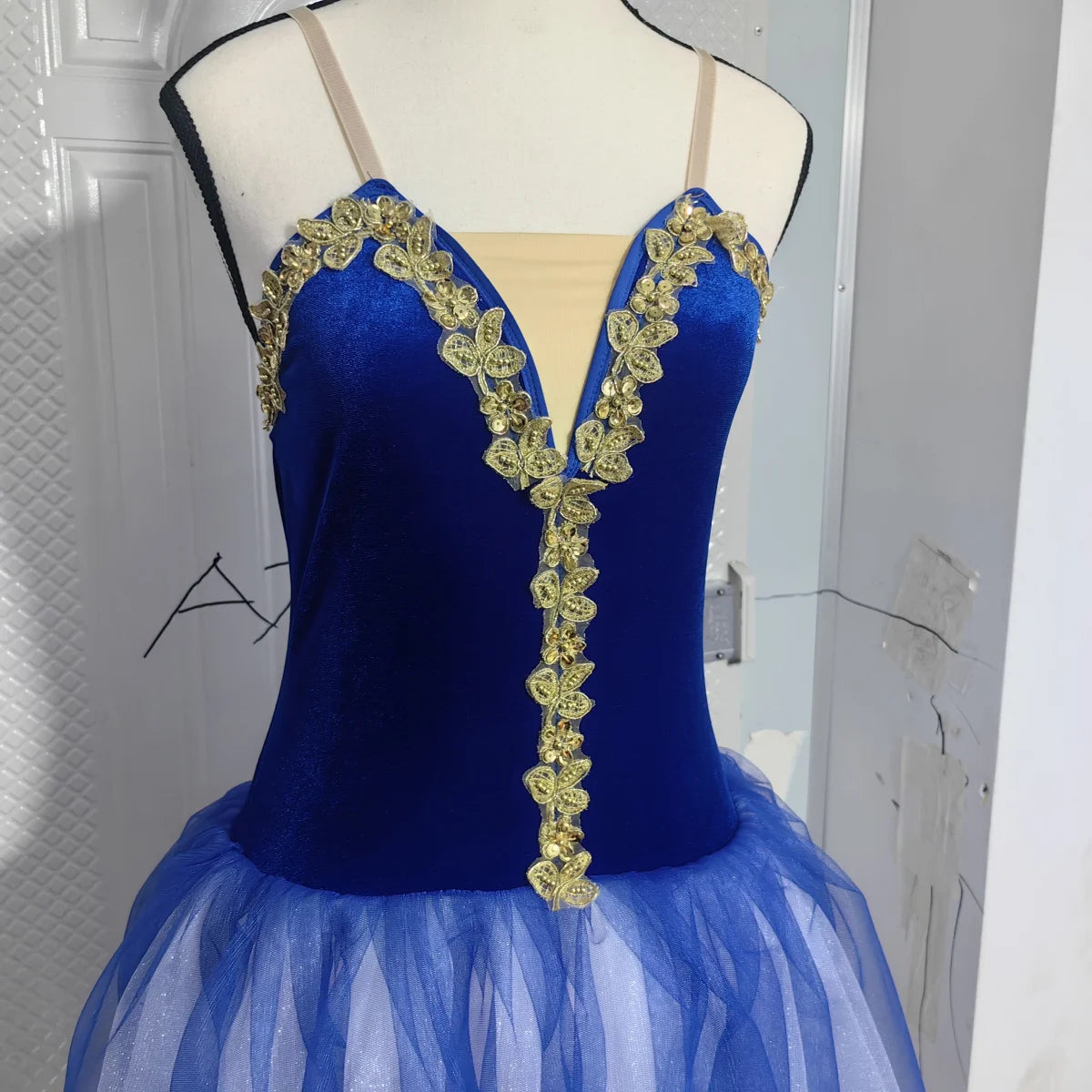 Blue Ballet Tutu Skirts Performance Costumes Princess Dance Practice Long Romantic Dress