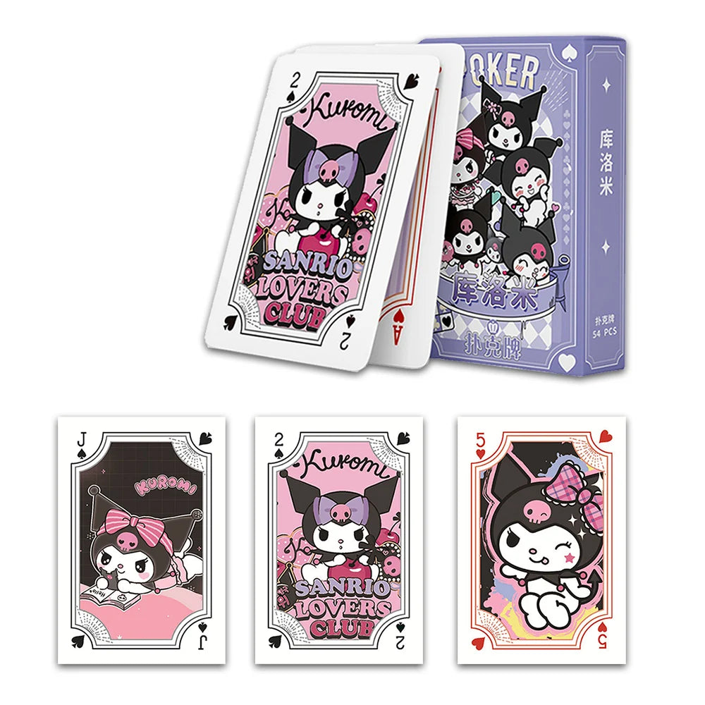 Kawaii Sanrio Poker Playing Cards Board Games Cartoon Hello Kitty Kuromi Cinnamoroll Melody Pompompurin Kids Toys Deck Card Gift