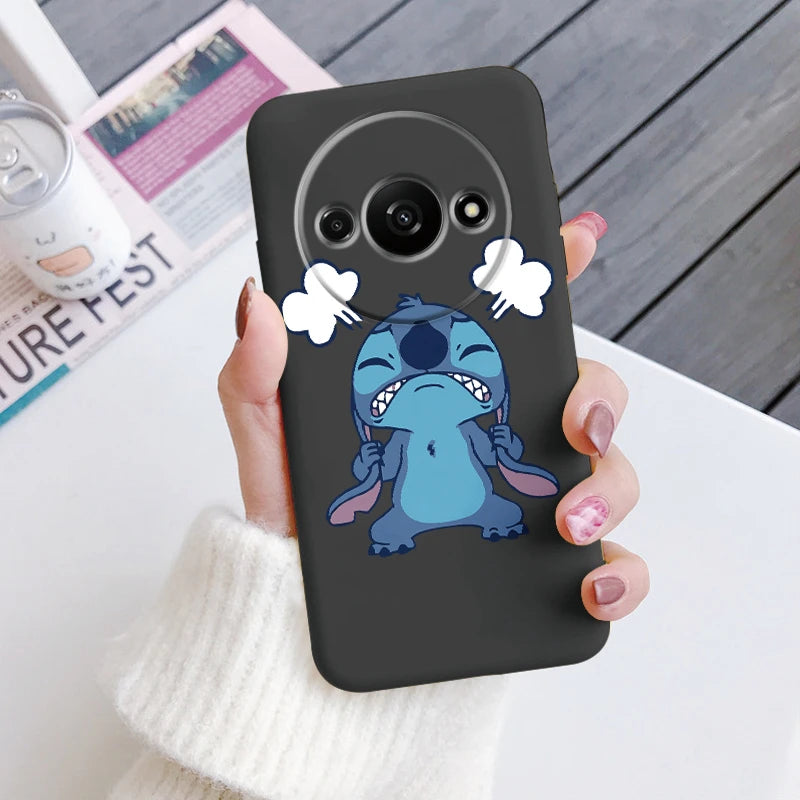 For Redmi A3 Phone Case Soft Silicone Shockproof Super cute Stitch Love?Cover For Xiaomi Redmi A3 Shell RedmiA3 A 3 Bumper Shell