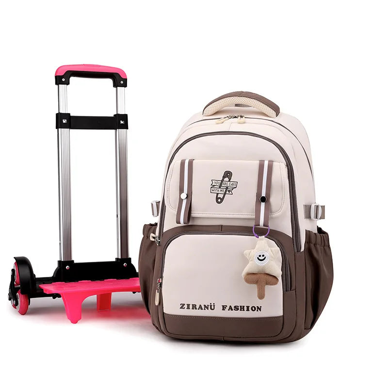 School Backpack with wheels Rolling Backpack for Girls Kids Student Wheeled Backpack Trolley School Bag Travel Trolley Luggage