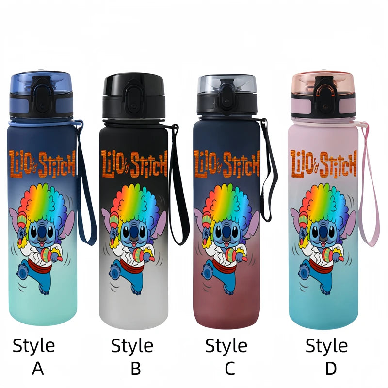 650ML Lilo & Stitch Anime Characters Water Cup Portable Children's  Outdoor Sports  Large Capacity Plastic Antidrip Water Bottle