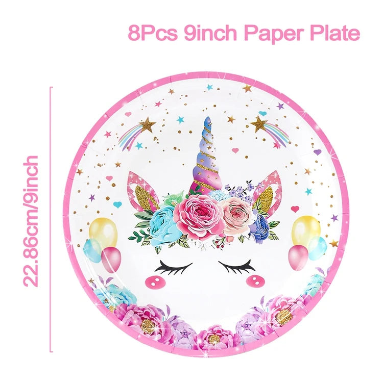 Unicorn Party Decoration Disposable Tableware Unicorn Birthday Party Decorations Kids Baby Shower Girl Birthday Party Supplies
