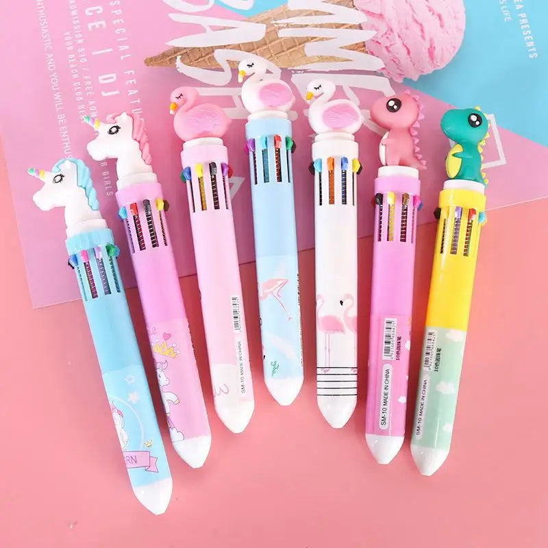 4PCS Cartoon Ballpoint Pen Gift Kids Favor Dinosaur Unicorn Birthday Party Children Prize Gift Christmas Wedding Guest Giveaways