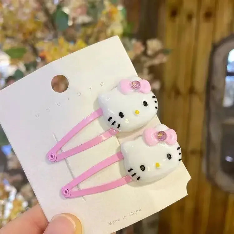 2PCS Girl Hair Clip Kawaii Cartoon BB Hair Clip Girl Hairs Accessories Headwear Bangs Clip Bow HairClips Gift Festival gifts