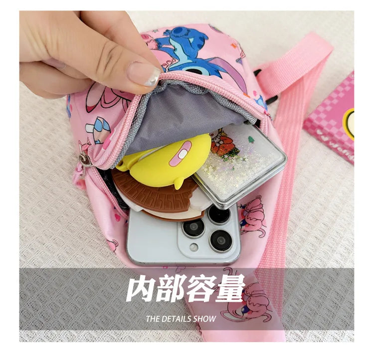 Stitch Anime Shoulder Bags Kawaii Fashion Chest Bag Travel Satchel Casual Portable Totes Backpacks Birthday Gifts For Boys Girls
