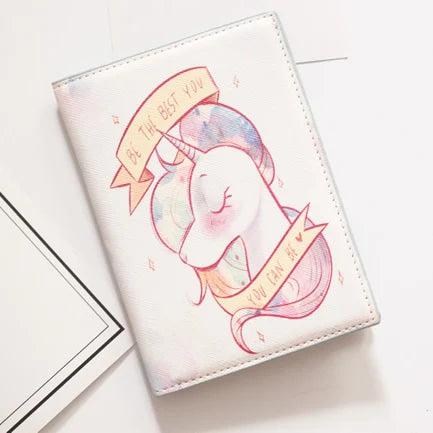 Cute Unicorn Girls Travel Abroad Passport Protection Set Waterproof  Passport Holder Card Wallet