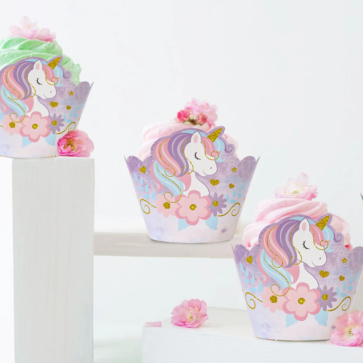 6pcs Rainbow Unicorn Cupcake Wrappers Cake Container Unicorn Birthday Party Cake Decorations Baby Shower Unicorn Party Supplies