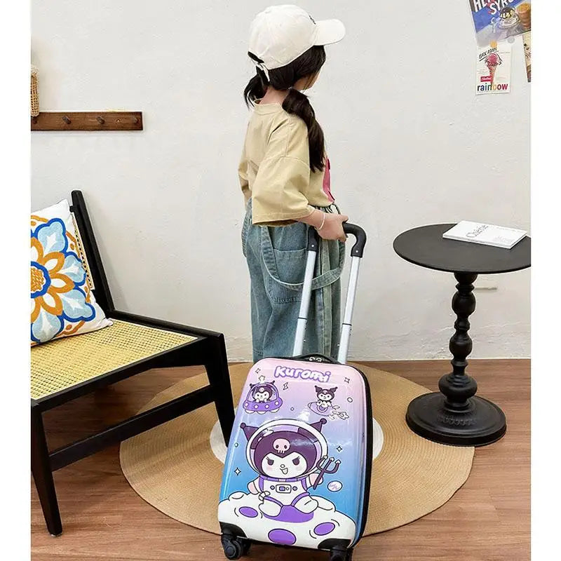 New 18-Inch Suitcase Kawaii Kuromi Kids Trolley Case Student Cartoon Luggage Girls Travel Portable Boarding Case Kids Toys Gift