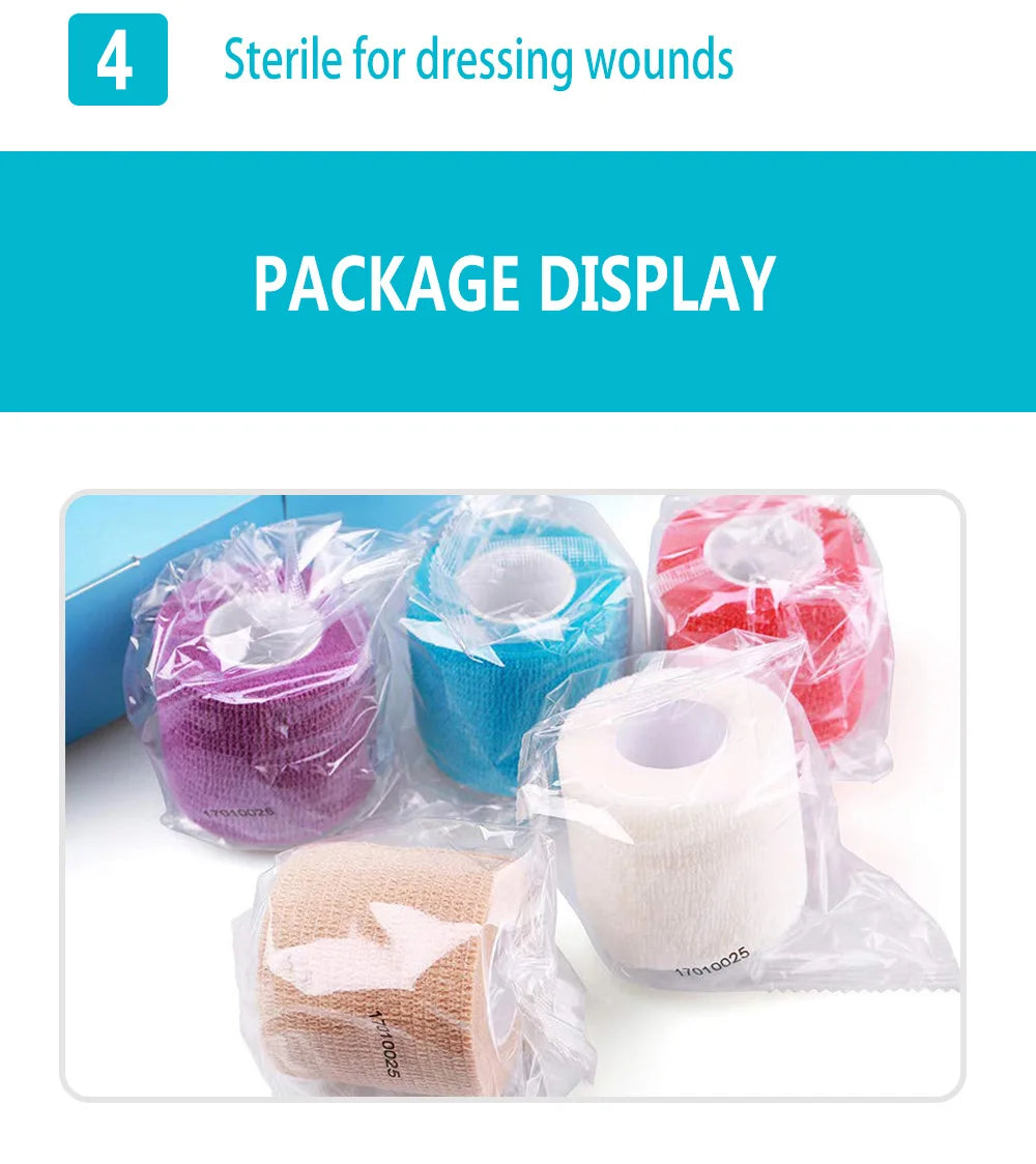 1Roll 2.5/5/10cm*4.5m Gauze Medical Bandage Self-adhesive Breathable Elastic Bandages for Sports Fixing Finger Wrist Leg Tapes