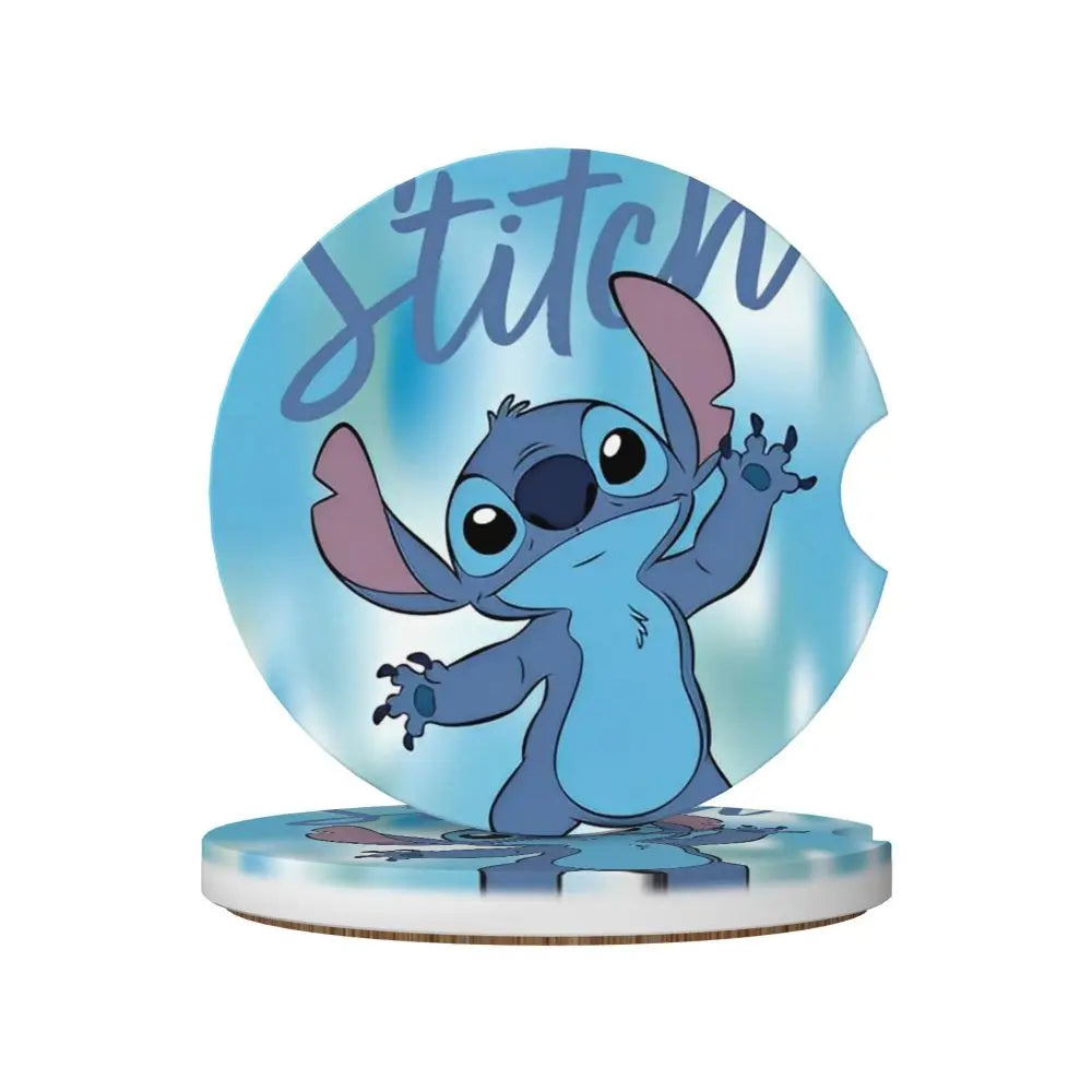 Kawaii Stitch Cartoon Car Cup Coaster 2PCS Universal Cup Holders Embedded in Ornaments Coaster Car Interior Accessories