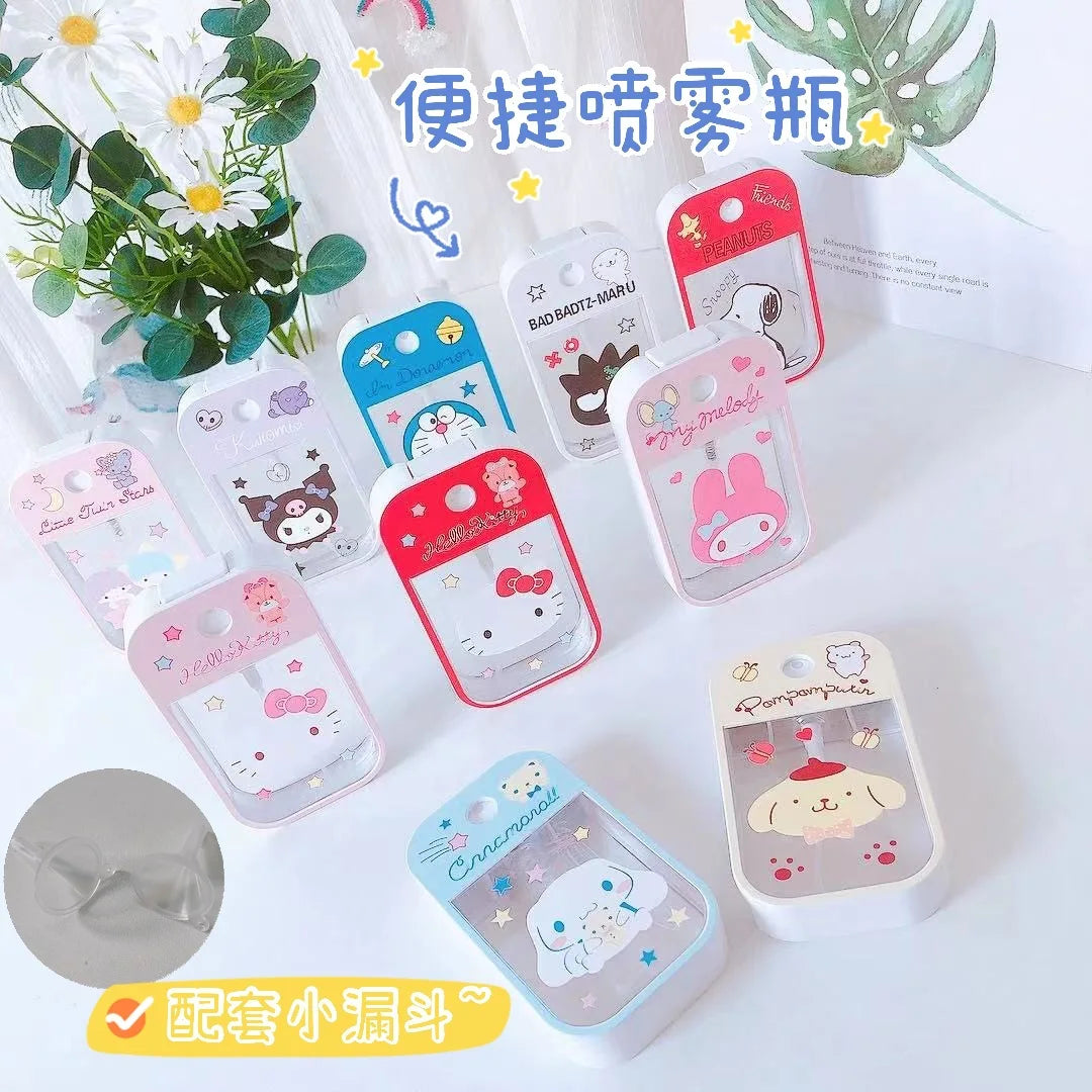 Sanrio Travel Bottle Refillable Melody Hello Kitty Spray Bottle Travel Portable Cinnamoroll Kuromi Pompompurin Bottl Girl Gifts