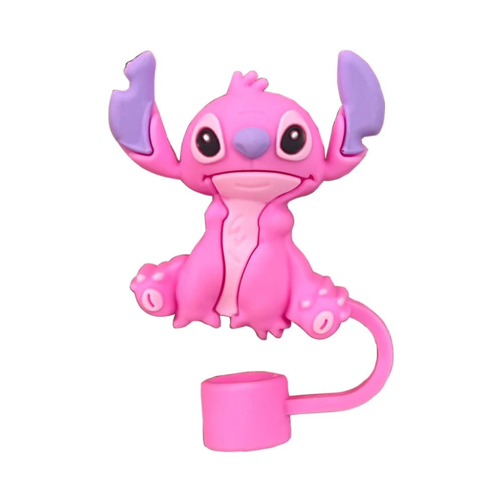 MINISO 1-7pcs 3D Stereo Stitch Straw Cover Cap 10MM Drink Straw Plug Reusable Fit Cup Accessories Straw Cap Charms Pendant Gift