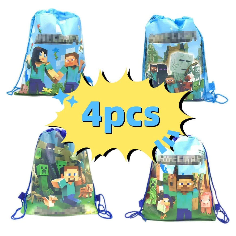 Miner Crafting Pixel Video Game Party Decor Disposable Tableware Backdrop For Kids Party Supplies Cup Plate Banner Toy Gifts