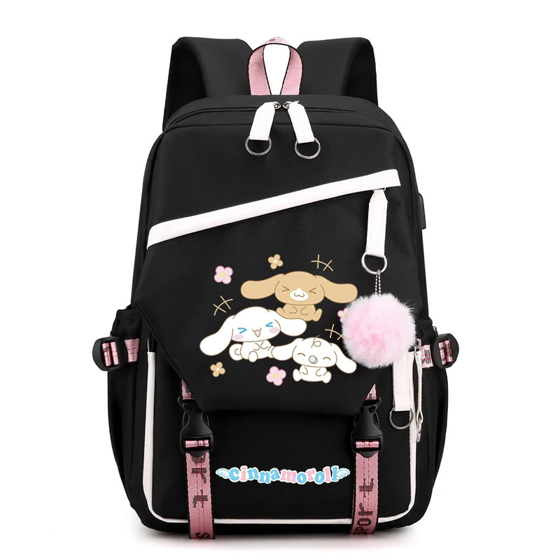 Sanrio Kuromi Cinnamoroll Backpack Teenager Student Rucksack Girl Boy Kids Anime Knapsack Women Cute Cartoon Bag Travel Mochilas