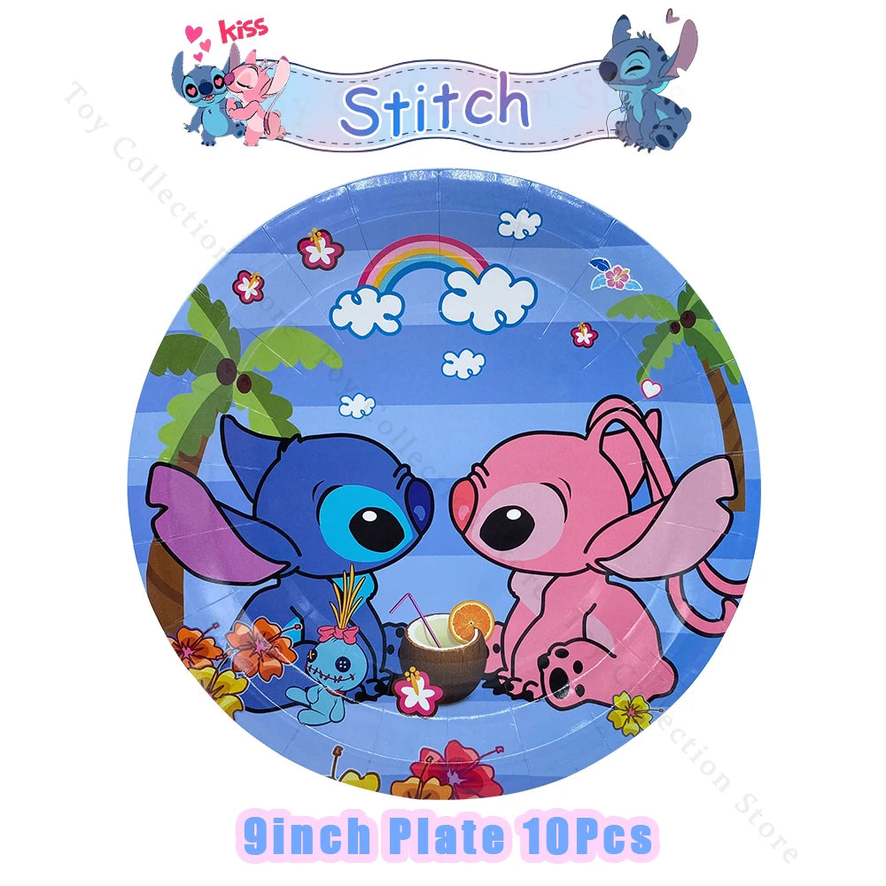 Lilo and Stitch Cartoon Children's Birthday Party Decoration Paper Plate Latex Foil Ballon Tablecloth Baby Shower Party Supplies
