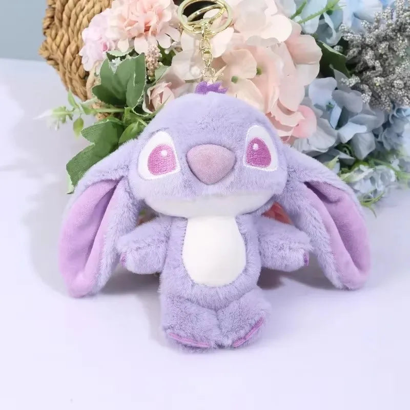 Kawaii Stitch Plush Keychain Toy Lovely Lilo & Stitch Doll Angel Plushies Cute Stuffed Bag Pendant Girls Birthday Gift