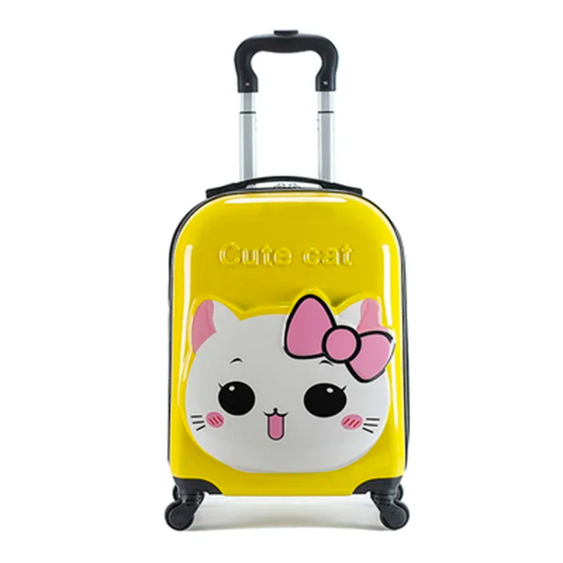 XQ kids travel suitcase 18-inch carry ons luggage trolley case for girls boys gift cabin rolling luggage spinner cute Cartoon