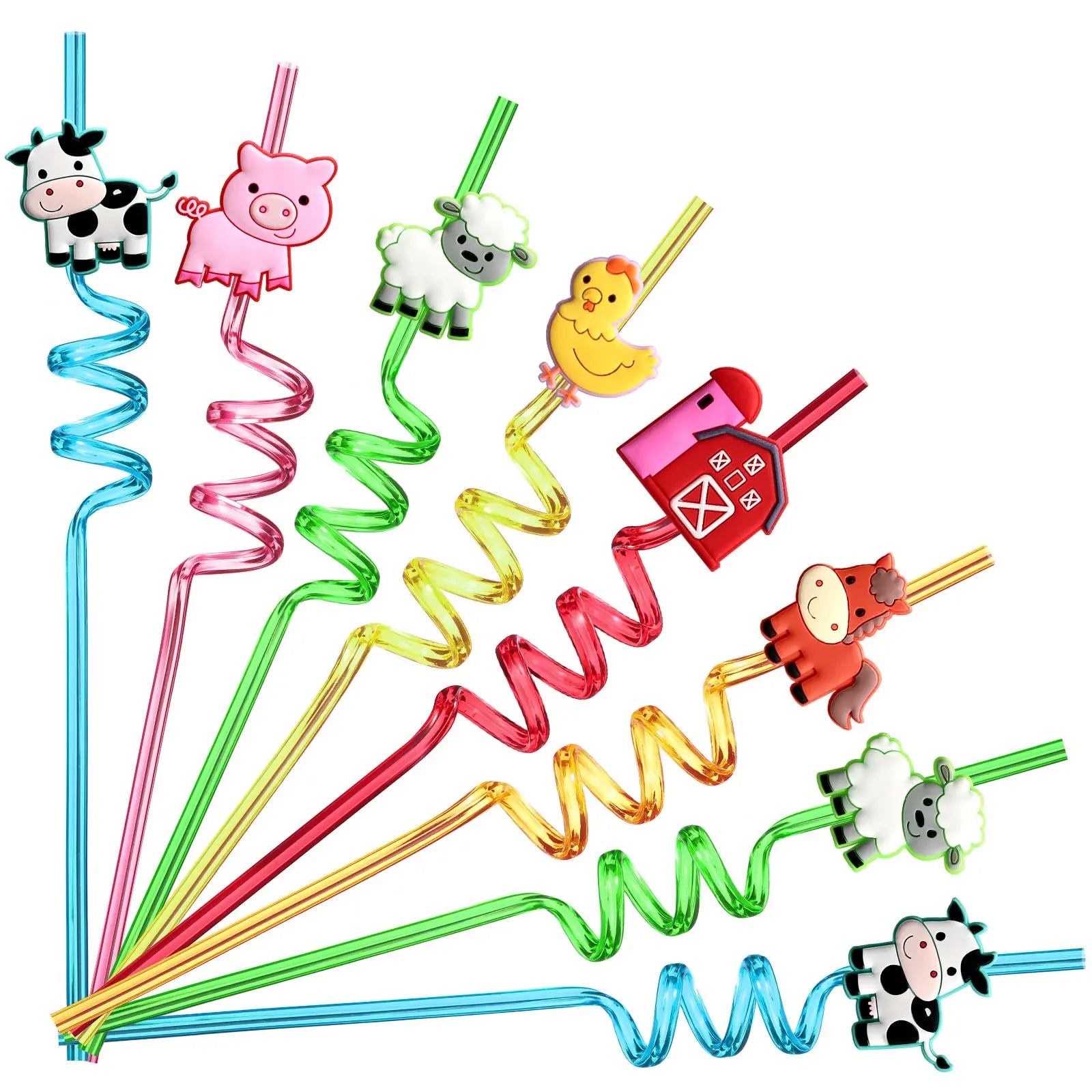 4pcs Multi themed Cute Party Straws,Unicorn Mermaid Dinosaur Party Straw,Reusable Plastic Straws for Kids Birthday Decor Gifts
